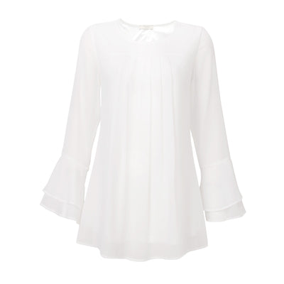 Double Layer Bell Sleeve Chiffon Blouse freeshipping - Timeson