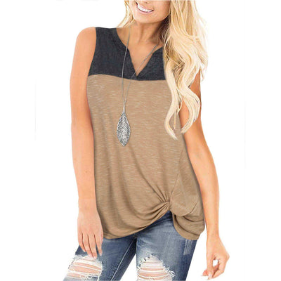 Women's Casual Henley V Neck Tank Tops Sleeveless Workout Shirts with Twist Knot freeshipping - Timeson