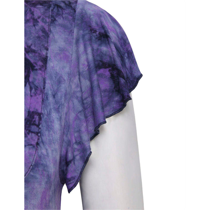 Vintage Ruffle Sleeve V Neck Pleated Tunic Shirt freeshipping - Timeson