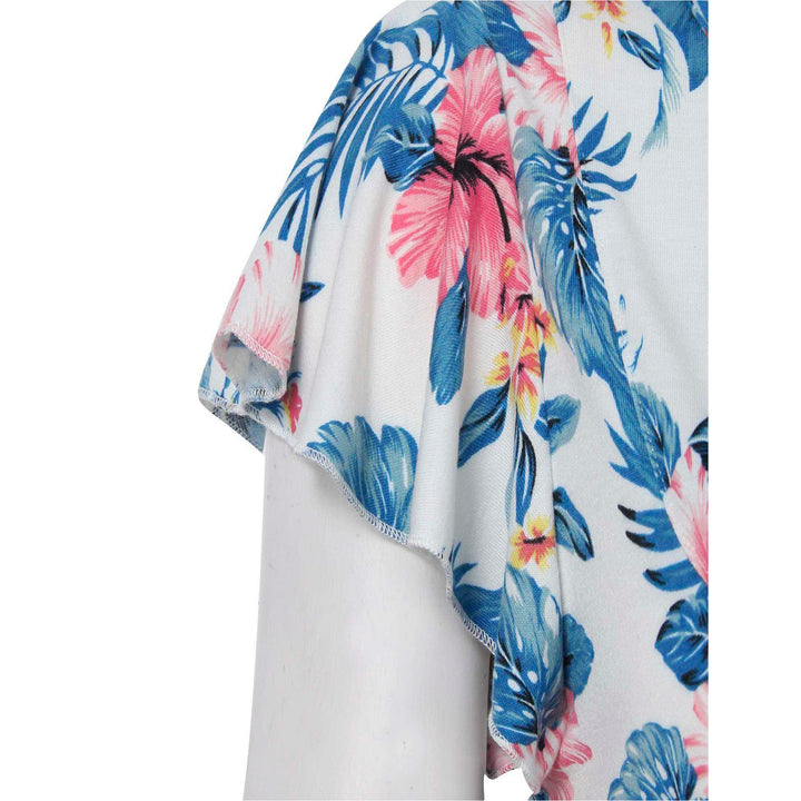 Vintage Ruffle Sleeve V Neck Pleated Tunic Shirt freeshipping - Timeson