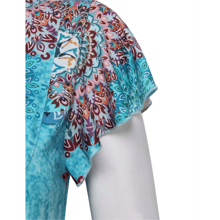 Vintage Ruffle Sleeve V Neck Pleated Tunic Shirt freeshipping - Timeson