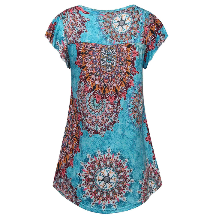 Vintage Ruffle Sleeve V Neck Pleated Tunic Shirt freeshipping - Timeson