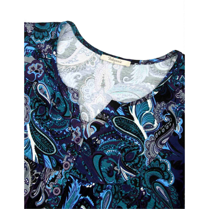 Vintage Ruffle Sleeve V Neck Pleated Tunic Shirt freeshipping - Timeson