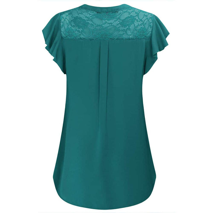 V Neck Short Sleeve Chiffon Shirts freeshipping - Timeson