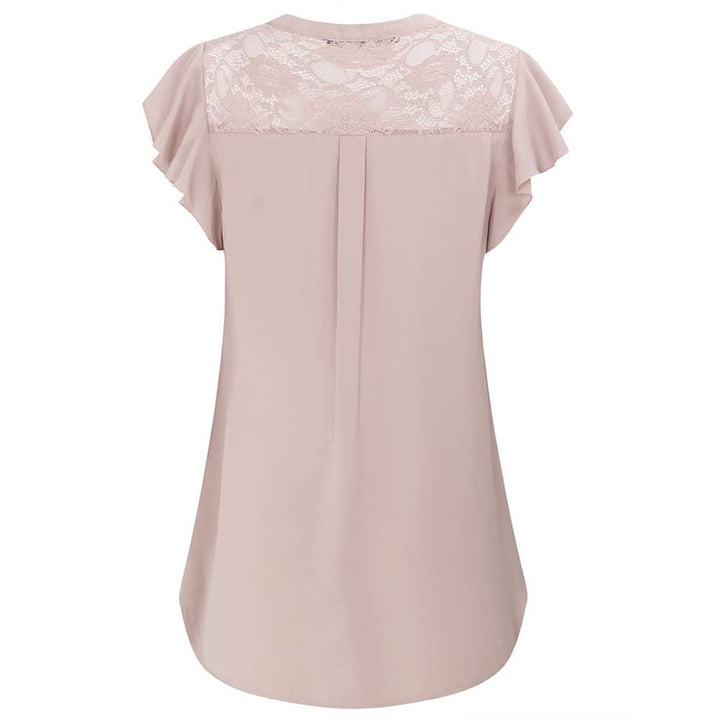 V Neck Short Sleeve Chiffon Shirts freeshipping - Timeson
