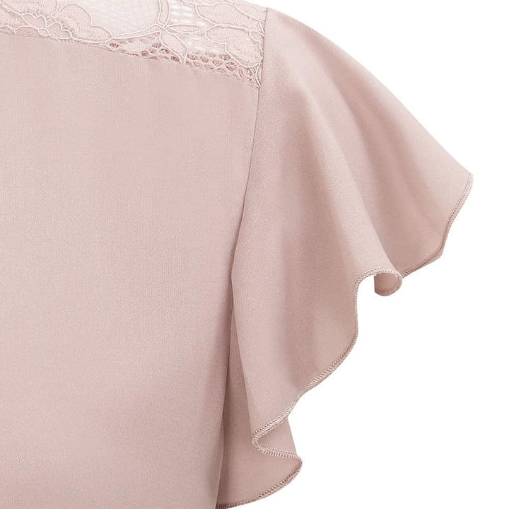 V Neck Short Sleeve Chiffon Shirts freeshipping - Timeson