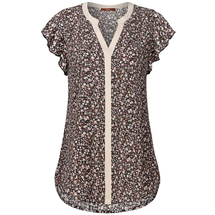V Neck Short Sleeve Chiffon Shirts freeshipping - Timeson