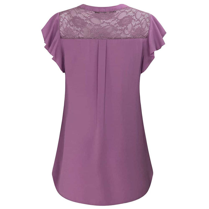 V Neck Short Sleeve Chiffon Shirts freeshipping - Timeson